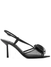 Le Silla Black Open Toe Heels In Black