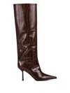 Le Silla 90mm Bella Crocodile-embossed Pointed-toe Boots In Brown