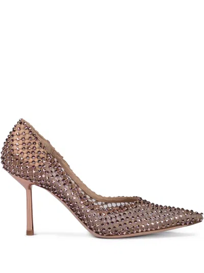 Le Silla 90mm Gilda Crystal-embellished Mesh Pumps In Pink