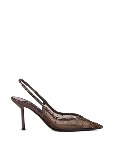 Le Silla 90mm Nicole Crystal-embellished Slingback Pumps In Brown