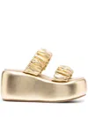 Le Silla Aiko Ruched Metallic Mules In Gold