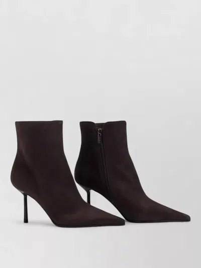 Le Silla Ankle Boots Pointed Toe Stiletto Heel Suede In Brown