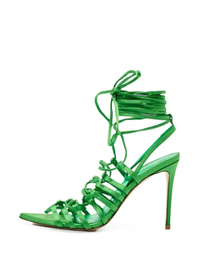 Pre-owned Le Silla Ankle Wrap Sandals In Green