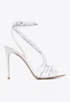 Le Silla Belen 105 Crystal Embellished Satin Sandals In White