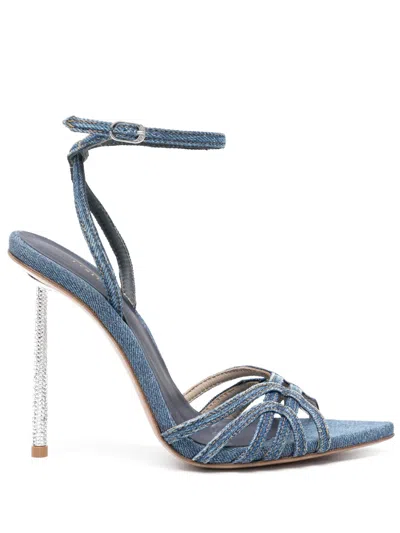 Le Silla Bella 120mm Denim Sandals In Blue