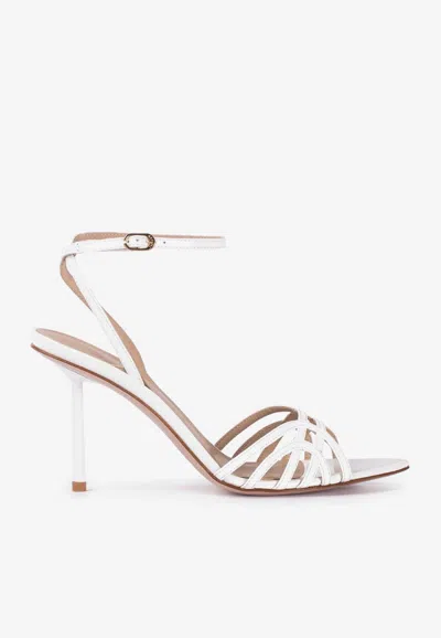 Le Silla Bella 120mm Leather Sandals In White