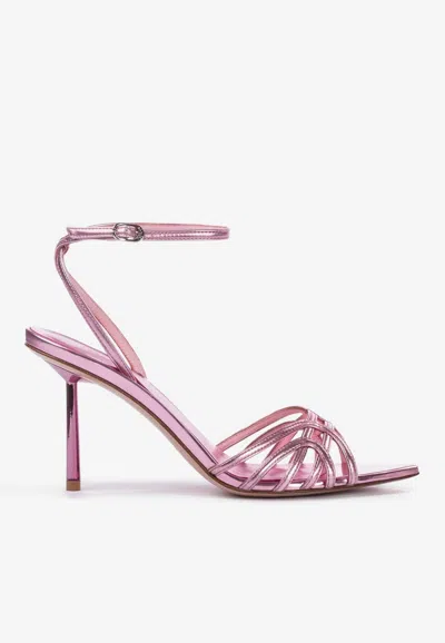 Le Silla Bella 80 Metallic Leather Sandals In Pink