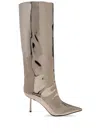 Le Silla Bella 80mm Leather Knee Boots In Silver