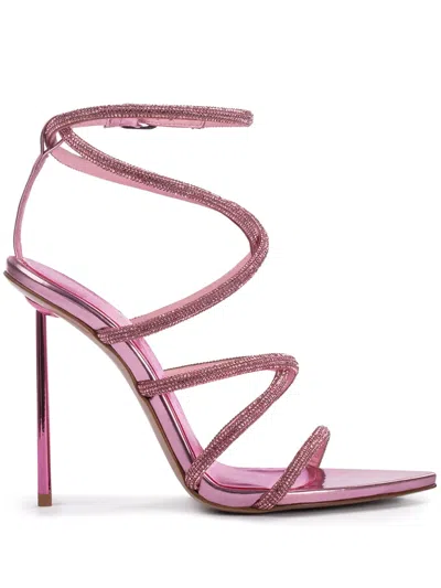 Le Silla Bella Crystal-embellished Wrap Sandals In Pink