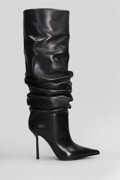 LE SILLA BELLA HIGH HEELS BOOTS IN BLACK LEATHER