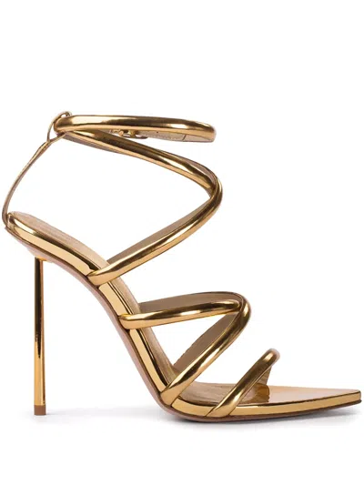 Le Silla Bella Leather Sandals In Gold