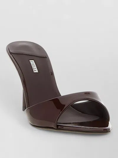 Le Silla Bella Open Toe Sandals Patent Finish In Brown