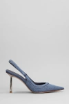 Le Silla Bella Slingback Pumps With Metallic Stiletto Heel In Blue