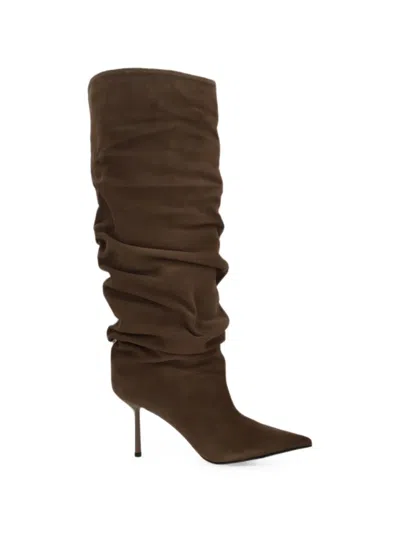 Le Silla Bella Ruched-shaft Pointed-toe Boots In Brown