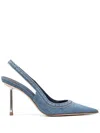 Le Silla Bella Slingback Pumps With Metallic Stiletto Heel In Blue