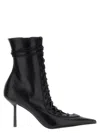 Le Silla Colette Lace-up Leather Ankle Boot In Black