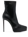 Le Silla Black Leather Boots In Black