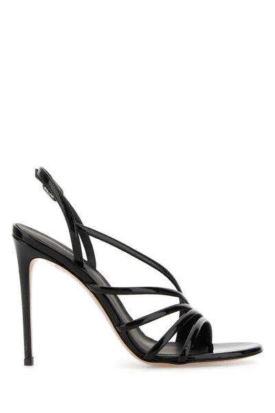 Le Silla Black Leather Scarlet Sandals