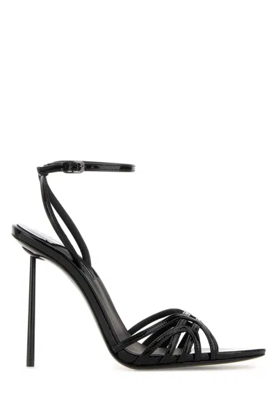 Le Silla Black Leather Synthetic Leather Bella Sandals