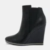 Le Silla Black Leather Wedge Ankle Boots In Multi