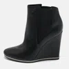 Le Silla Black Leather Wedge Ankle Boots In Black