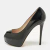 Le Silla Black Patent Leather Gabry Platform Pumps In Black