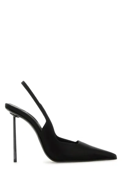サンダル・ミュール LE SILLA Black satin Chanel Amelia pumps Le Silla Satin Chanel Amelia Pumps In Black | ModeSens