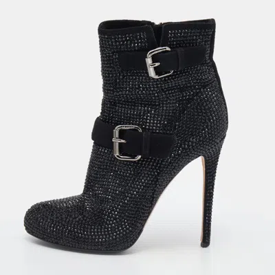 Le Silla Black Suede Embellished Ankle Boots