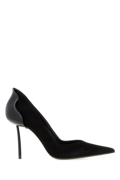 Le Silla Black Suede Petalo Pumps