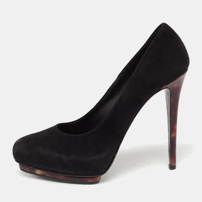 Pre-owned Le Silla Black Suede Platform Pumps Size 38