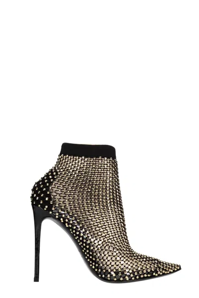 Le Silla Blue Calf Leather Pumps In Gold