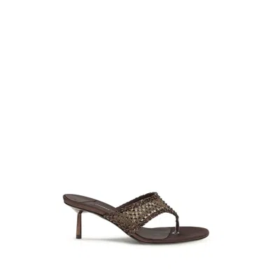 Le Silla Brown Goatskin Stiletto Heel Women's Sandals In Multi