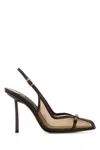 Le Silla Mesh Chanel Vittoria Pumps With Buckle Detail In Fondente