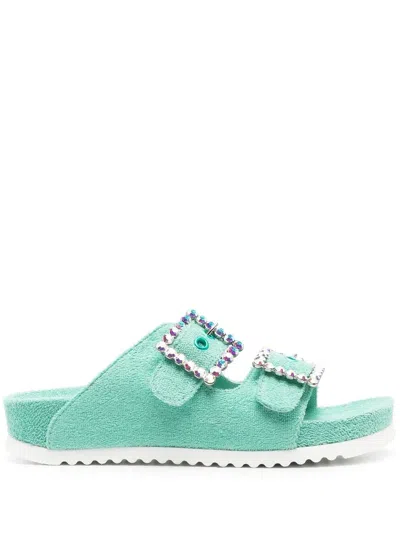 Le Silla Buckle-detail Open-toe Slides In Blau