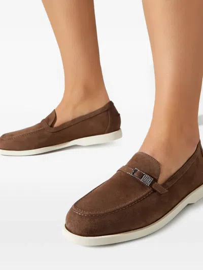 Le Silla Buckle Strap Loafers In Brown