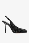 Le Silla Cage Leather 100mm Sling Back Pumps In Black