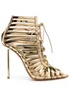 Le Silla Cage 120mm Patent-leather Sandals In Gold