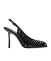 Le Silla Cage Leather 100mm Sling Back Pumps In Black