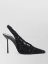 Le Silla Chantilly Lace Slingback Pointed Toe Pumps In Black