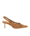 Le Silla Chantilly Slingback Pumps Lace Floral Kitten In Brown