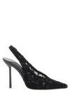 Le Silla Chantilly Lace Slingback Pointed Toe Pumps In Black