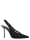 Le Silla Chantilly Lace Slingback Pointed Toe Pumps In Black