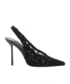 Le Silla Chantilly Lace Slingback Pointed Toe Pumps In Black