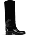 Le Silla Charlotte Patent Leather Buckle Boots In Black