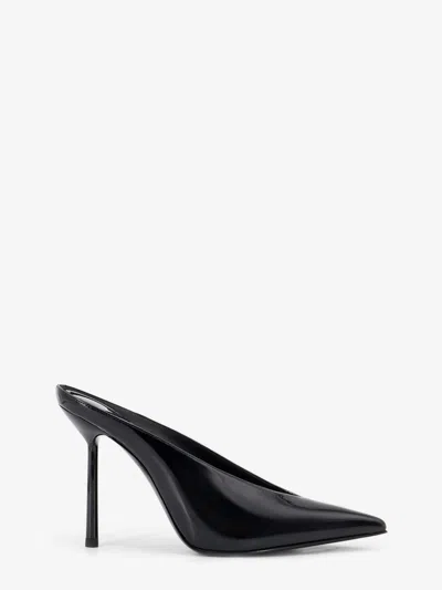 Le Silla Clivage 100 Patent Leather Sabot In Black