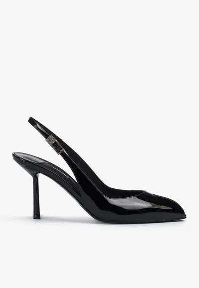 Le Silla Clivage 80 Slingback Pumps In Patent Leather