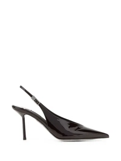 Le Silla Clivage Crystal-embellished Slingback Pumps In Black