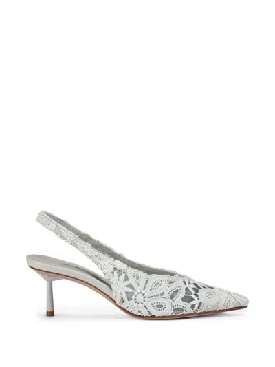 Le Silla Clivage Lace Slingback Pumps In White