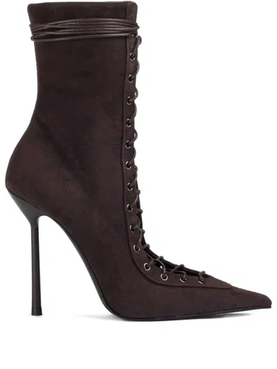 Le Silla Colette Lace Up Ankle Boots 120mm In Burgundy