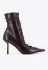 Le Silla Colette 80 Leather Lace-up Boots In Black
